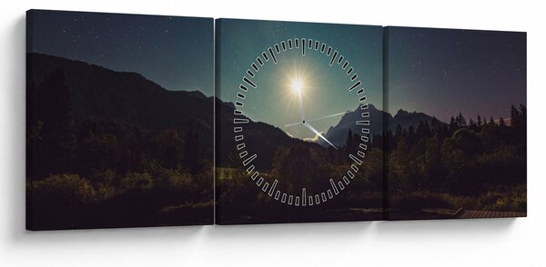 Obraz - nocne niebo (z zegarem) (90x30 cm)