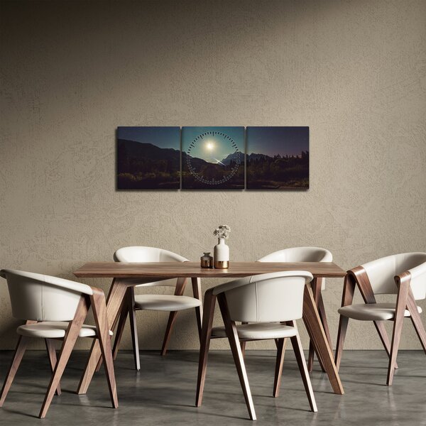 Obraz - nocne niebo (z zegarem) (90x30 cm)