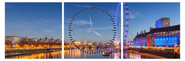 Obraz London Eye (z zegarem) (90x30 cm)