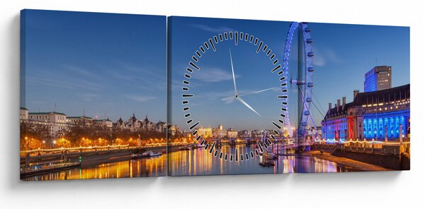 Obraz London Eye (z zegarem) (90x30 cm)