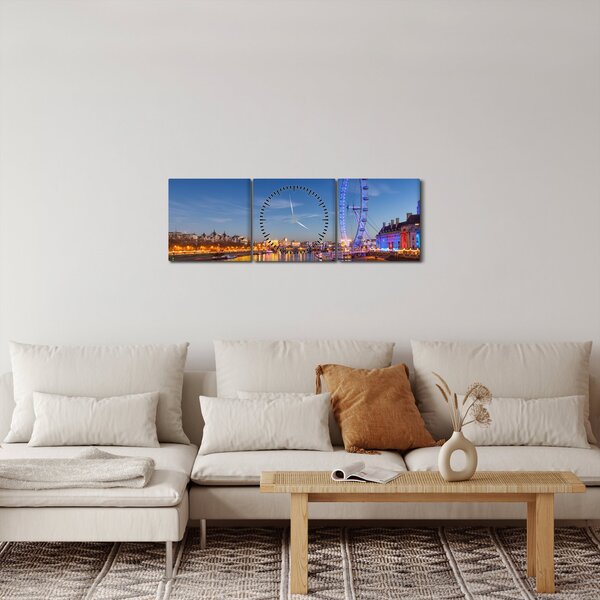 Obraz London Eye (z zegarem) (90x30 cm)