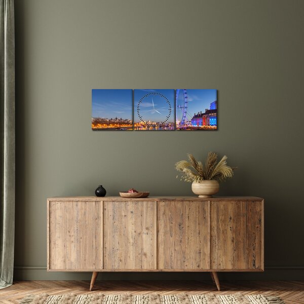 Obraz London Eye (z zegarem) (90x30 cm)