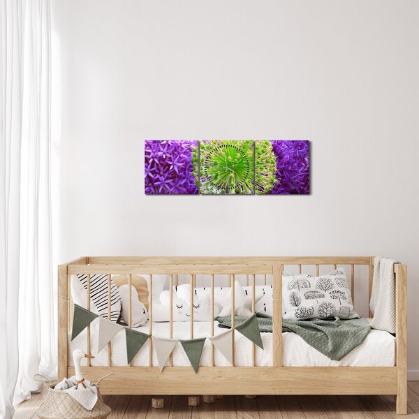 Obraz kwiatu (z zegarem) (90x30 cm)