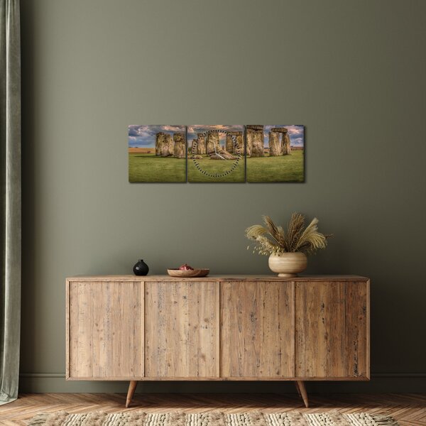 Obraz Stonehenge (z zegarem) (90x30 cm)
