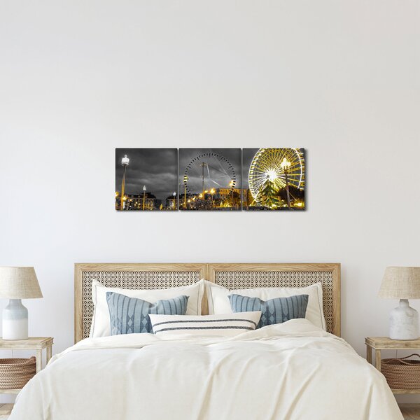 Obraz diabelskiego młyna o zmierzchu (z zegarem) (90x30 cm)