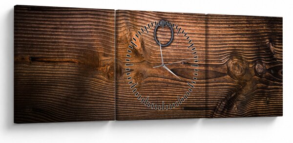 Obraz tekstury drewna (z zegarem) (90x30 cm)
