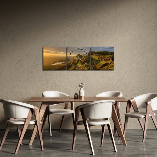 Obraz pasma górskiego (z zegarem) (90x30 cm)
