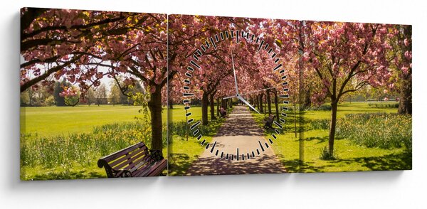 Obraz - sad czereśniowy (z zegarem) (90x30 cm)