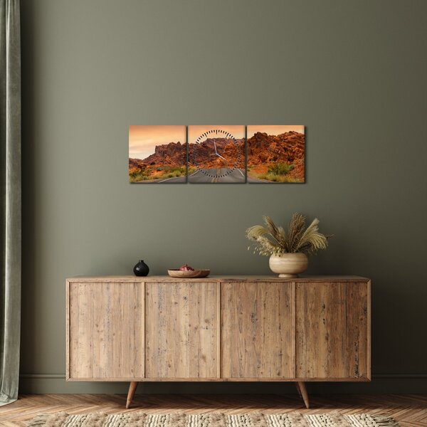 Obraz drogi w górach (z zegarem) (90x30 cm)