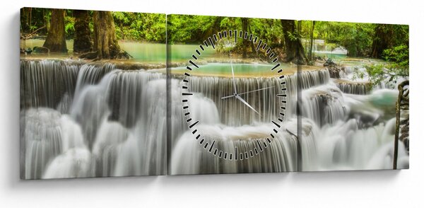 Obraz wodospadów (z zegarem) (90x30 cm)
