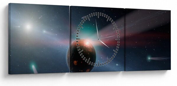 Obraz planety (z zegarem) (90x30 cm)
