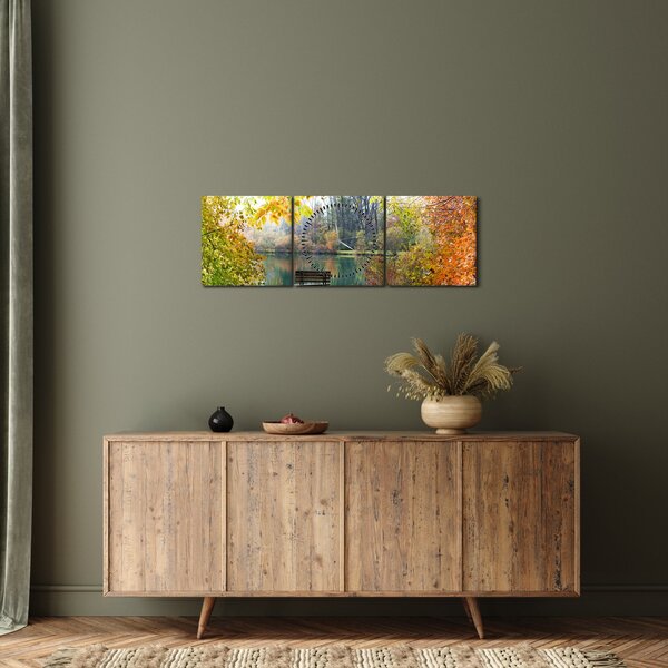 Obraz stawu (z zegarem) (90x30 cm)