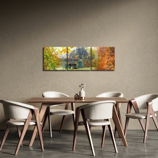 Obraz stawu (z zegarem) (90x30 cm)