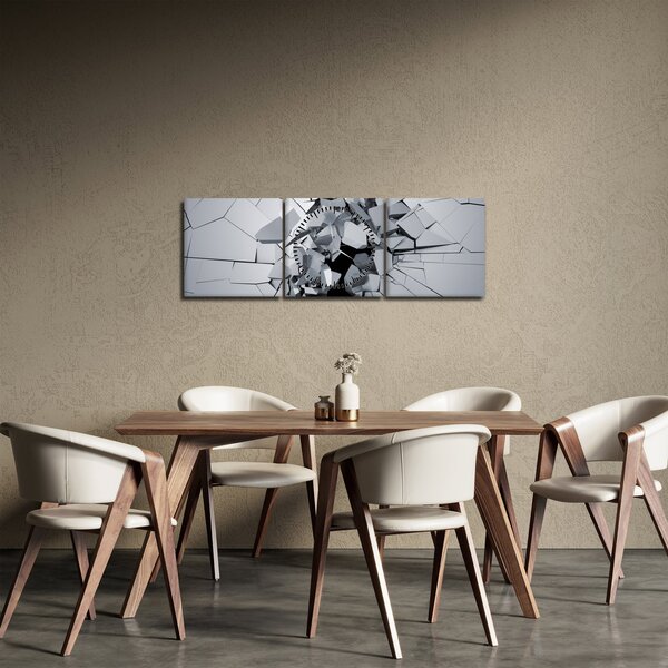 Obraz abstrakcja 3D (z zegarem) (90x30 cm)