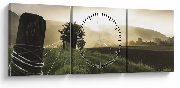 Obraz łąki (z zegarem) (90x30 cm)