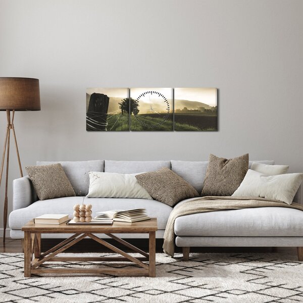 Obraz łąki (z zegarem) (90x30 cm)