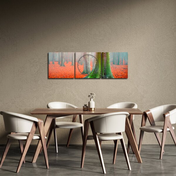 Obraz drzew (z zegarem) (90x30 cm)