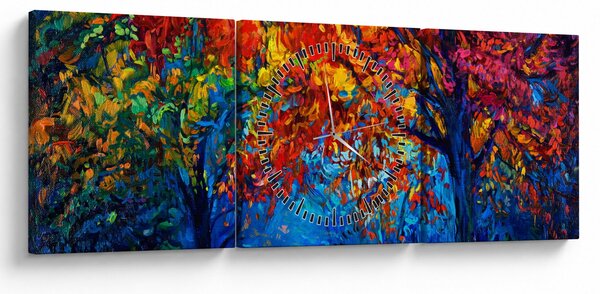 Obraz malowania natury (z zegarem) (90x30 cm)