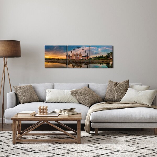 Obraz zamku (z zegarem) (90x30 cm)