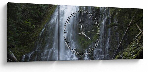 Obraz wodospadu (z zegarem) (90x30 cm)