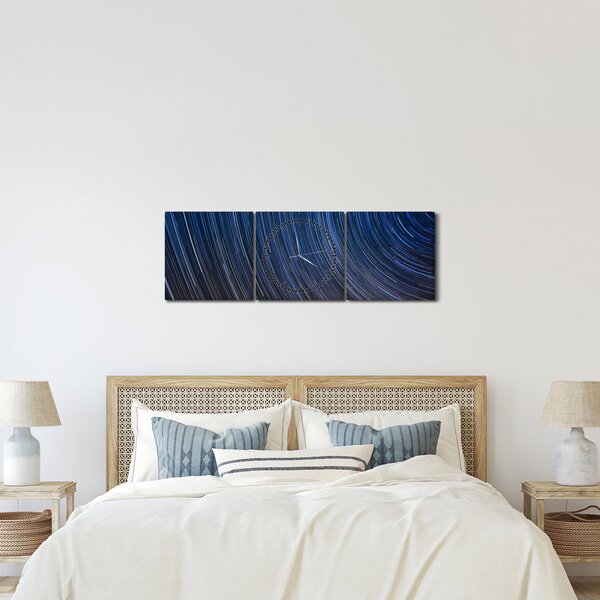 Obraz nocnych gwiazd i nieba (z zegarem) (90x30 cm)