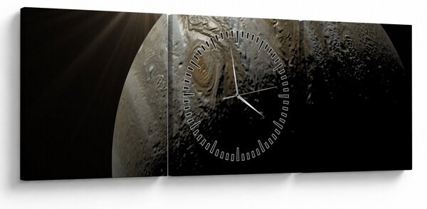 Obraz planety w kosmosie (z zegarem) (90x30 cm)