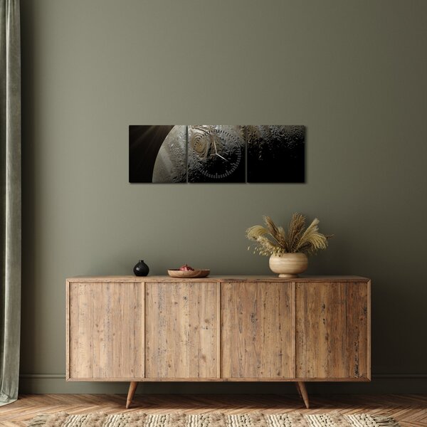 Obraz planety w kosmosie (z zegarem) (90x30 cm)
