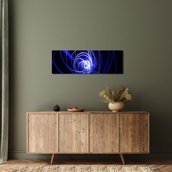 Obraz niebieskich spiral (z zegarem) (90x30 cm)