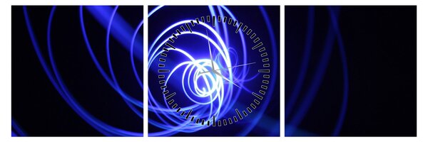 Obraz niebieskich spiral (z zegarem) (90x30 cm)