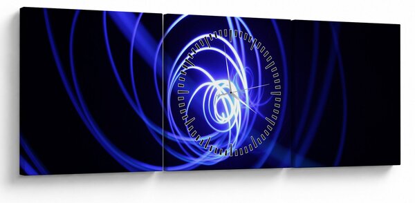 Obraz niebieskich spiral (z zegarem) (90x30 cm)