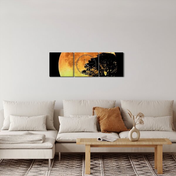Obraz cieni w świetle księżyca (z zegarem) (90x30 cm)