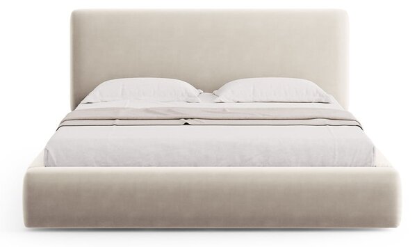 Beżowe tapicerowane łóżko dwuosobowe ze schowkiem i stelażem 180x200 cm Colonel – Cosmopolitan Design