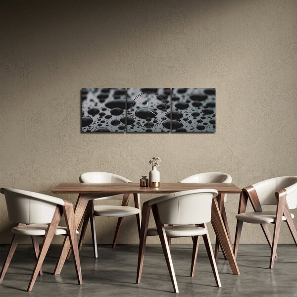Obraz kropli wody (z zegarem) (90x30 cm)