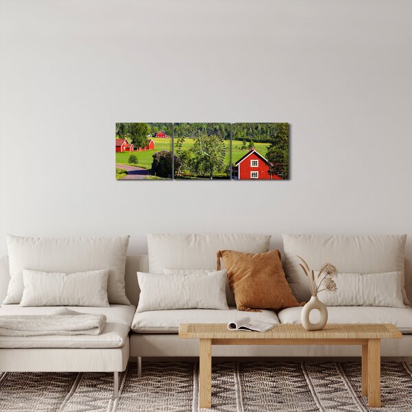 Obraz wsi (z zegarem) (90x30 cm)