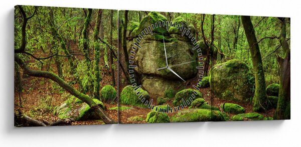 Obraz magicznego lasu (z zegarem) (90x30 cm)