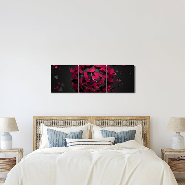Obraz abstrakcji 3D (z zegarem) (90x30 cm)