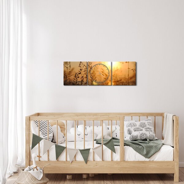 Obraz wschodu słońca (z zegarem) (90x30 cm)