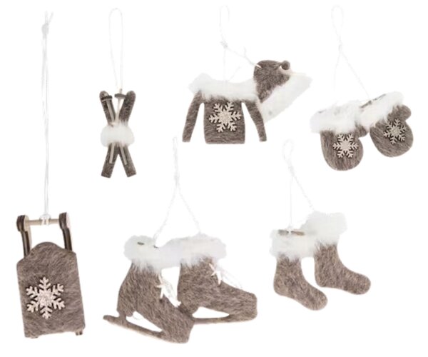 Zestaw świątecznych zawieszek dekoracyjnych CHRISTMAS SYMBOLS 6 sztuk - różne kolory