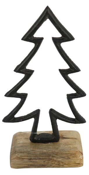 Dekoracja świąteczna CHRISTMAS TREE z drewna mango 17cm, czarna