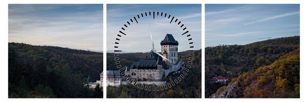 Obraz Karlštejn (z zegarem) (90x30 cm)