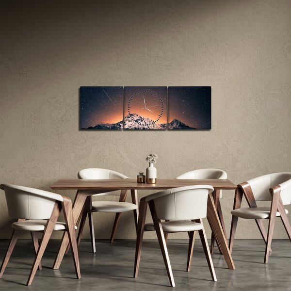 Obraz nocnego nieba z górą (z zegarem) (90x30 cm)