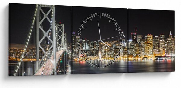 Obraz Brooklyn Bridges i Nowego Jorku (z zegarem) (90x30 cm)