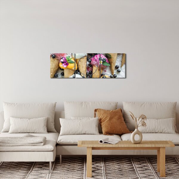 Obraz z lodami (z zegarem) (90x30 cm)