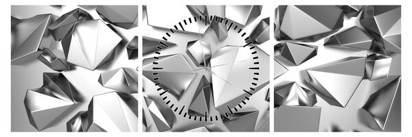 Obraz abstrakcji 3D (z zegarem) (90x30 cm)