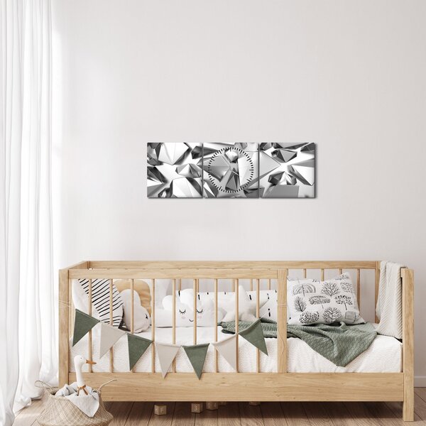 Obraz abstrakcji 3D (z zegarem) (90x30 cm)