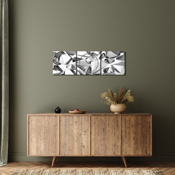Obraz abstrakcji 3D (z zegarem) (90x30 cm)