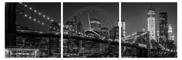 Obraz mostu Brooklyn Bridge w Nowym Jorku (z zegarem) (90x30 cm)