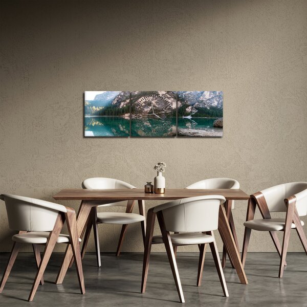 Obraz górskiego jeziora (z zegarem) (90x30 cm)