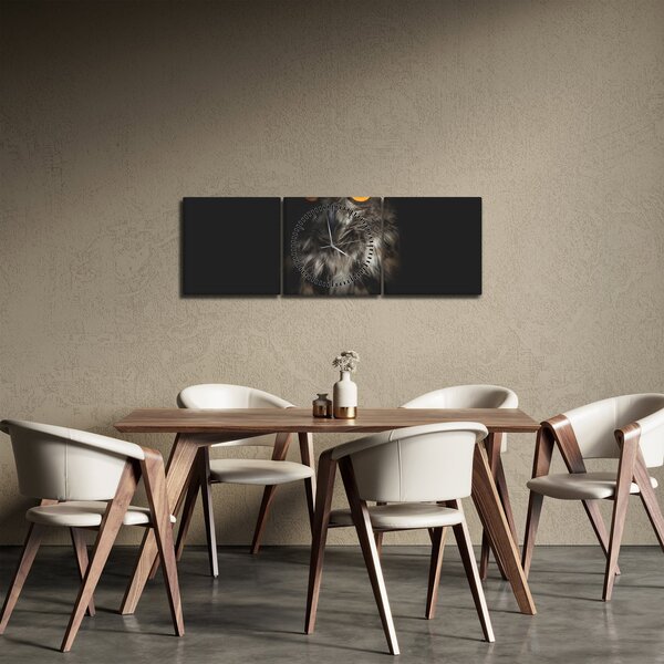 Obraz sowy (z zegarem) (90x30 cm)