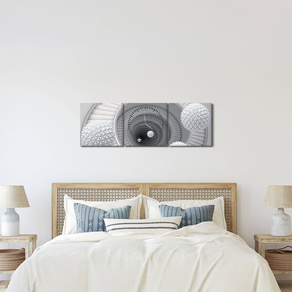 Obraz abstrakcji 3D (z zegarem) (90x30 cm)